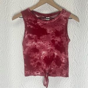 FULL TILT Red & White Tie Dye Front Tie Tank Top, Girls size 7/8